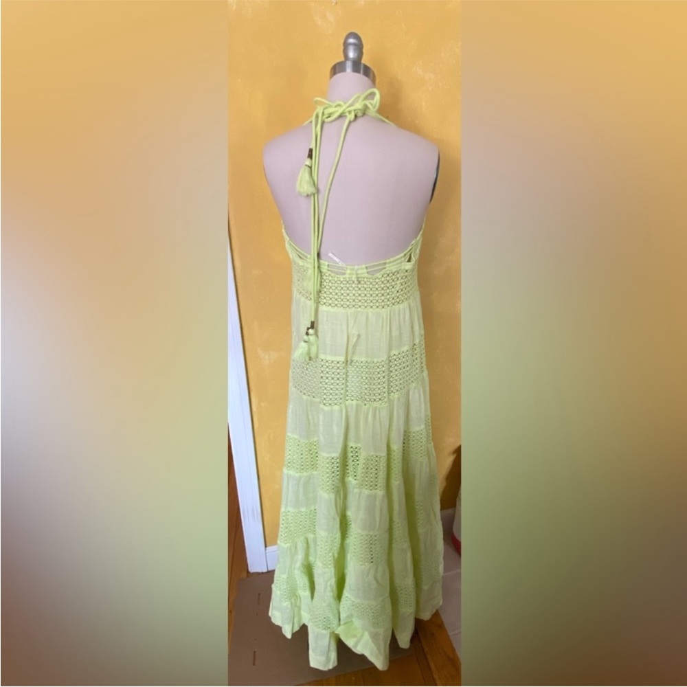 By Anthropologie Sheer Lace Tiered Midi Dress XL new with tag YELLOW - Picture 7 of 9